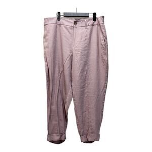 A New Day Capri Pants Pink Hi-Rise Light Wash Flat Front Trousers Slacks Size 18
